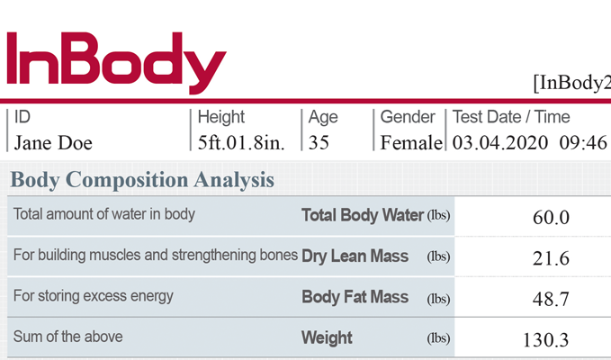InBody kroppsmätning för muskel och fettmätning Göteborg